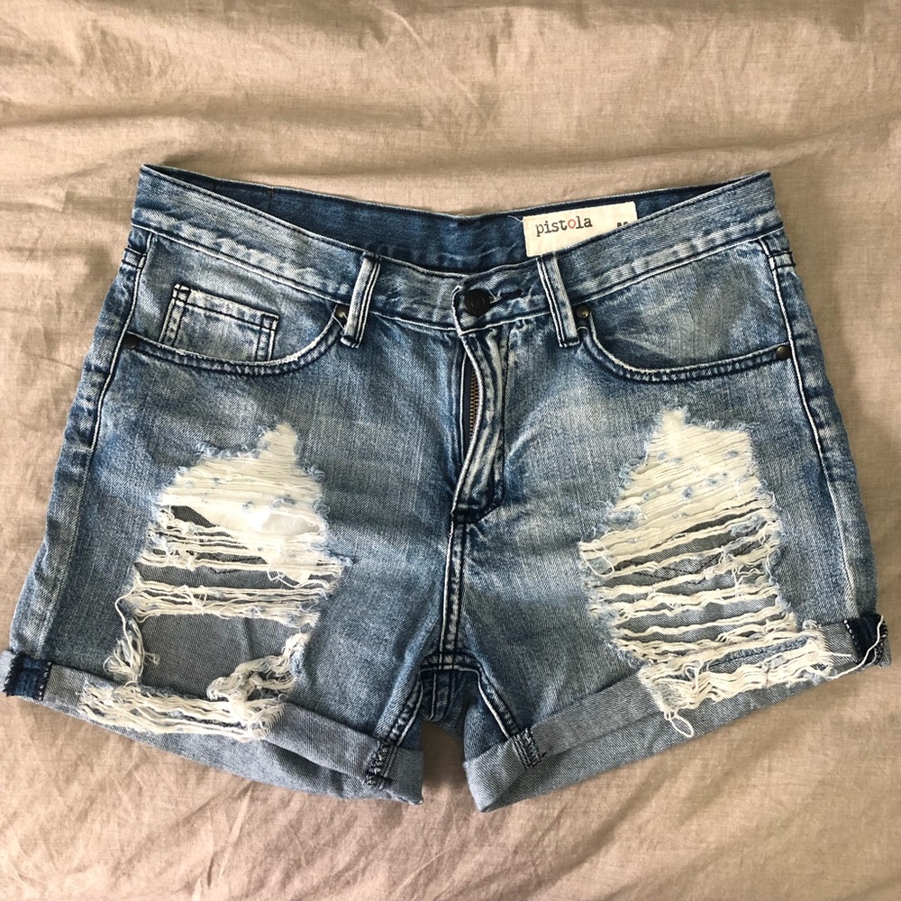 Pistola distressed denim shorts